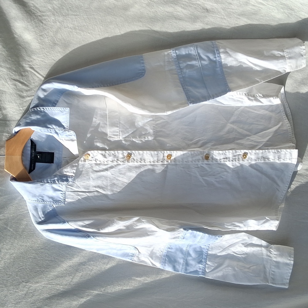 Marc By Marc Jacbos Button Down Shirt Colorblock Size XS White Blue